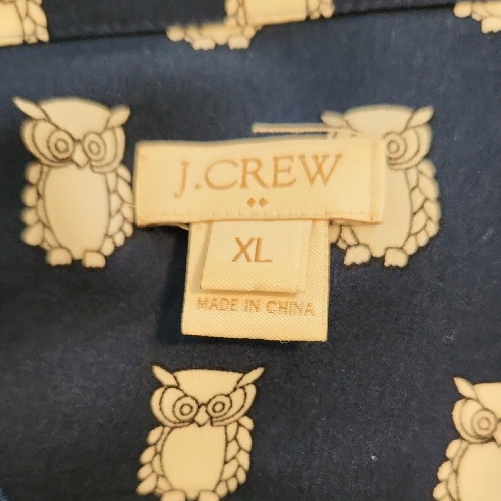 J.Crew Navy Blue Patterned Owl Button-Up Shirt XL - Picture 5 of 6